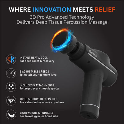 Heat + Cool Portable Deep Tissue Percussion Massager - 3D Pro Advanced
