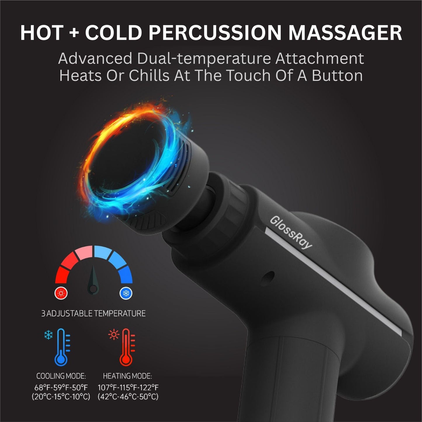 Heat + Cool Portable Deep Tissue Percussion Massager - 3D Pro Advanced